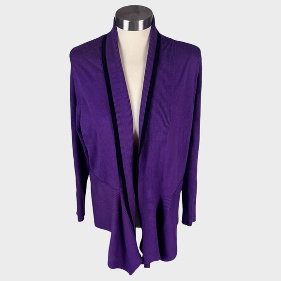 CJ Banks Size X 14W Purple Open Front Cardigan Sweater Rayon Polyester - Picture 1 of 7